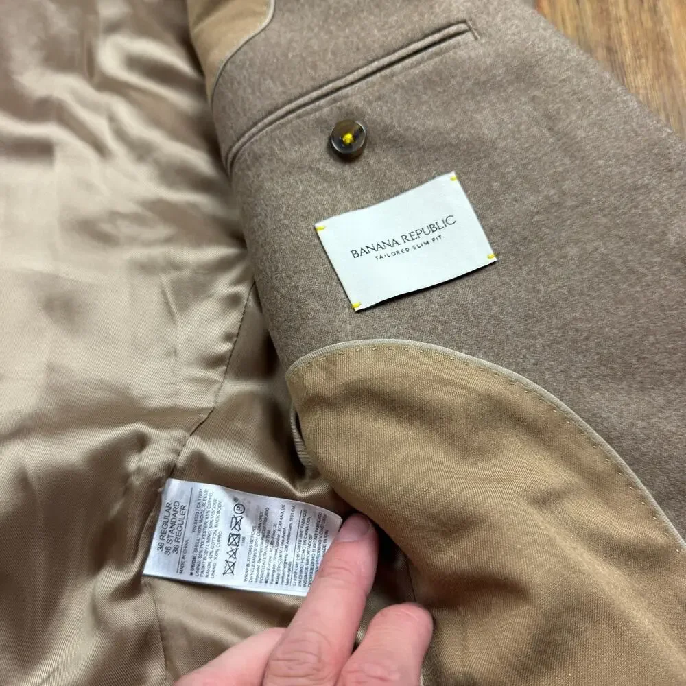NWT Banana Republic Mens Tan Wool Blazer Sport Coat Super 110s 36R $450 MSRP
